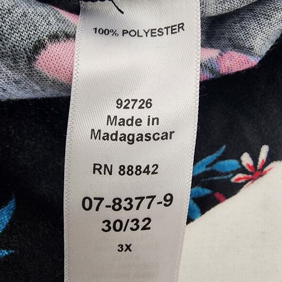 Woman Within Sweatshirt Tunic 3X Plush Velour Pullover Black Floral Long Sleeve - Picture 9 of 10